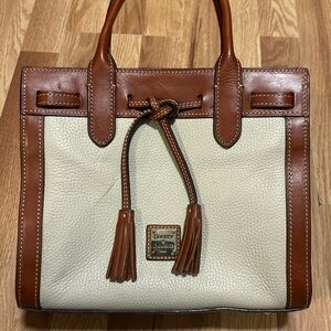 Dooney & Bourke Brown and Cream Satchel with Leather Accents